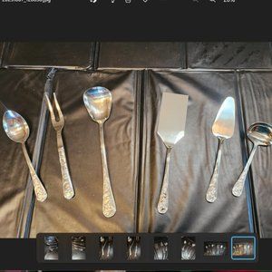 Reed & Barton Queens Garden 18/10 Stainless Flatware Hostess Holiday Oversized